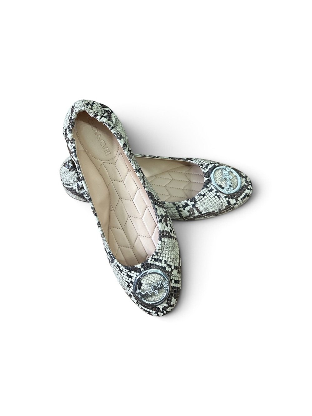 Coach Snake-Print Ballet Flats in Black, Brown and Cream